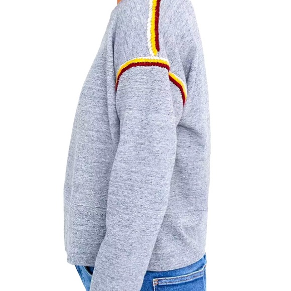 Madewell Embroidered-Trim Crop Sweatshirt Grey Sz Medium - Picture 3 of 12